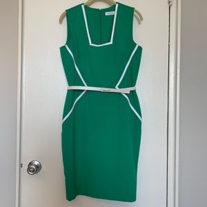 Calvin Klein Kelly Green Belted Sheath Dress